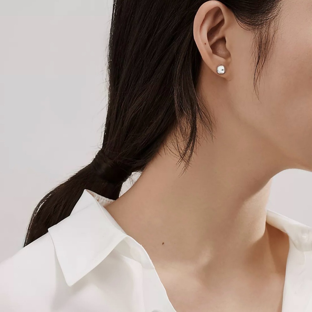 ❤️ 8mm - Sterling Silver Round Hardwear Large Ball Stud Minimalist Earrings